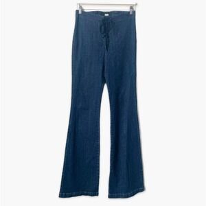 Reformation Lace Up Front Wide Leg Flared Bell Bottom Jeans Size 6